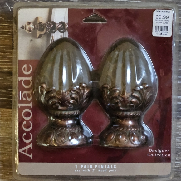 Accolade Designer Collection Delphine Finial Sienna Glaze Curtain Hold Back NIP - Picture 2 of 5